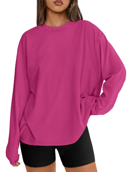 Big & Tall Clothing - Women's Oversized Long Sleeve T-Shirt Basic Crewneck Tee Fall Casual Top