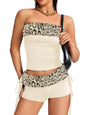Valentine Leopard Costume - Strapless Crop Top and Low Rise Shorts - Club Going Out Outfit
