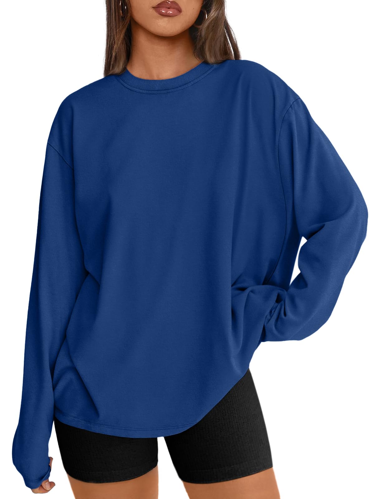 Big & Tall Clothing - Women's Oversized Long Sleeve T-Shirt Basic Crewneck Tee Fall Casual Top