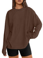 Big & Tall Clothing - Women's Oversized Long Sleeve T-Shirt Basic Crewneck Tee Fall Casual Top