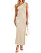 Women's One Shoulder Maxi Dress - Floral Ribbed Knit Summer Cocktail Dress