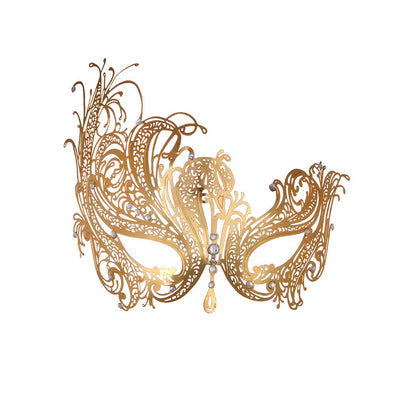 Rhinestone Metal Masquerade Mask for Women - Venetian Party Mask - Elegant Prom Ball Costume Accessory
