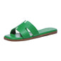 Women's Dressy Flat Sandals - Comfortable Slip On Leather Slide Sandals