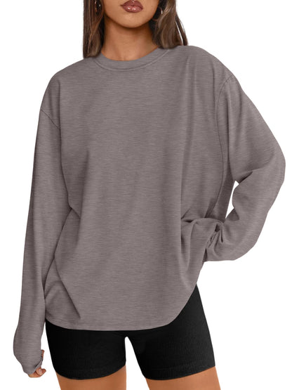 Big & Tall Clothing - Women's Oversized Long Sleeve T-Shirt Basic Crewneck Tee Fall Casual Top