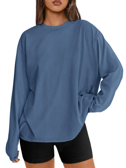 Big & Tall Clothing - Women's Oversized Long Sleeve T-Shirt Basic Crewneck Tee Fall Casual Top