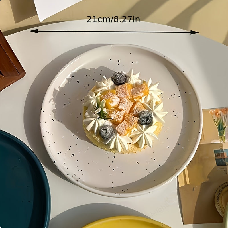 Ceramic Dinner Plate with Splattered Ink Design Stylish Tableware