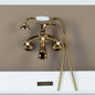 WOODBRIDGE F0030BN Wall Mount Adjustable Centers Bathtub Faucet with 3 Metal Cross Handles and Telephone Style Hand Shower and Porcelain Handle
