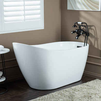 WOODBRIDGE F0030BN Wall Mount Adjustable Centers Bathtub Faucet with 3 Metal Cross Handles and Telephone Style Hand Shower and Porcelain Handle