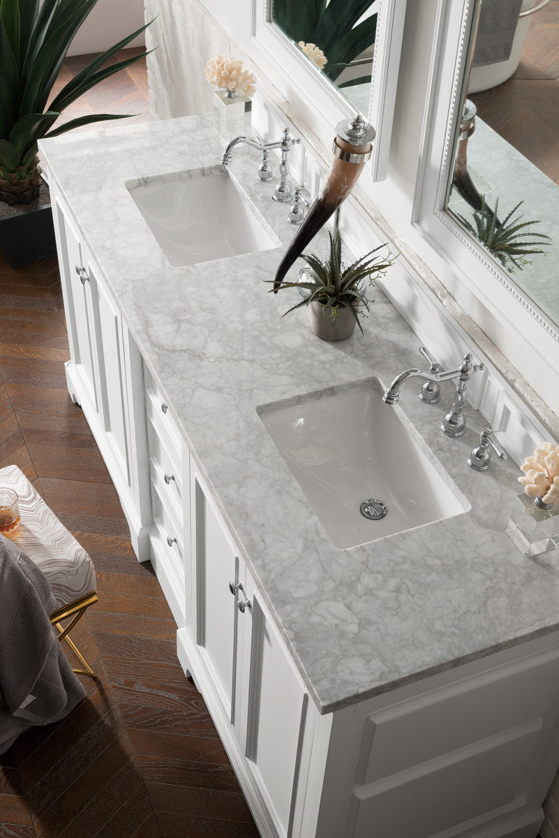 De Soto 72" Double Vanity Cabinet, Bright White