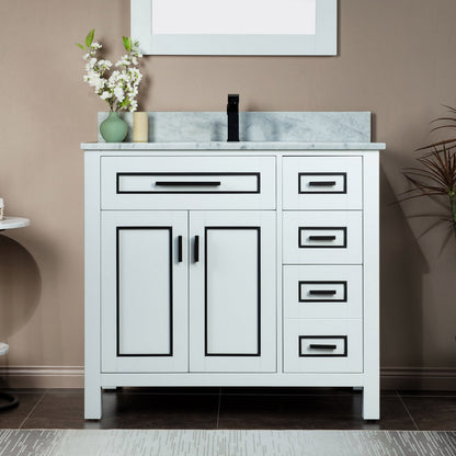 WOODBRIDGE Milan 37" Floor Mounted Single Basin Vanity Set with Solid Wood Cabinet