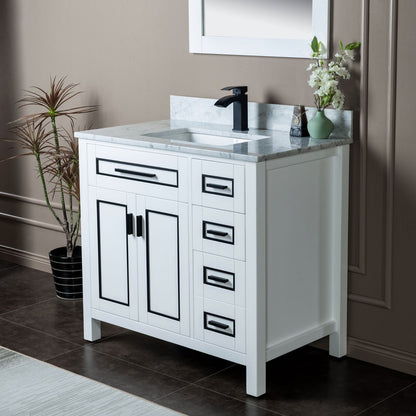 WOODBRIDGE Milan 37" Floor Mounted Single Basin Vanity Set with Solid Wood Cabinet
