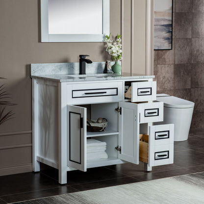 WOODBRIDGE Milan 37" Floor Mounted Single Basin Vanity Set with Solid Wood Cabinet