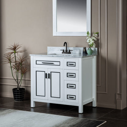 WOODBRIDGE Milan 37" Floor Mounted Single Basin Vanity Set with Solid Wood Cabinet