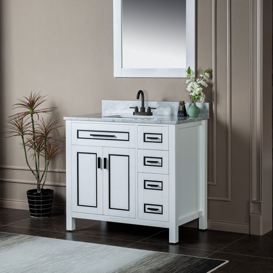 WOODBRIDGE Milan 37" Floor Mounted Single Basin Vanity Set with Solid Wood Cabinet