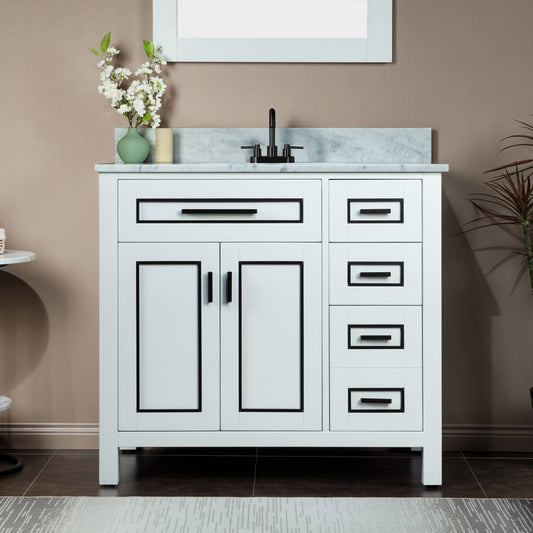 WOODBRIDGE Milan 37" Floor Mounted Single Basin Vanity Set with Solid Wood Cabinet