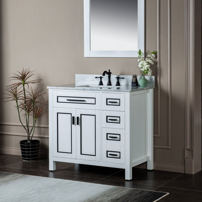 WOODBRIDGE Milan 37" Floor Mounted Single Basin Vanity Set with Solid Wood Cabinet