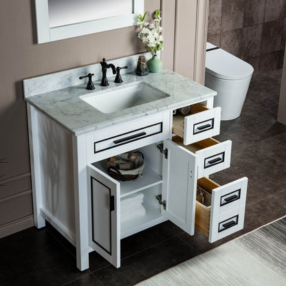 WOODBRIDGE Milan 37" Floor Mounted Single Basin Vanity Set with Solid Wood Cabinet