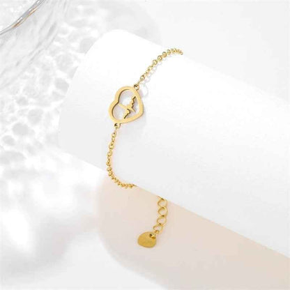 Women’s ECG Titanium Steel Bracelet - Elegant Gold and Silver Health Accessory for Stylish Women