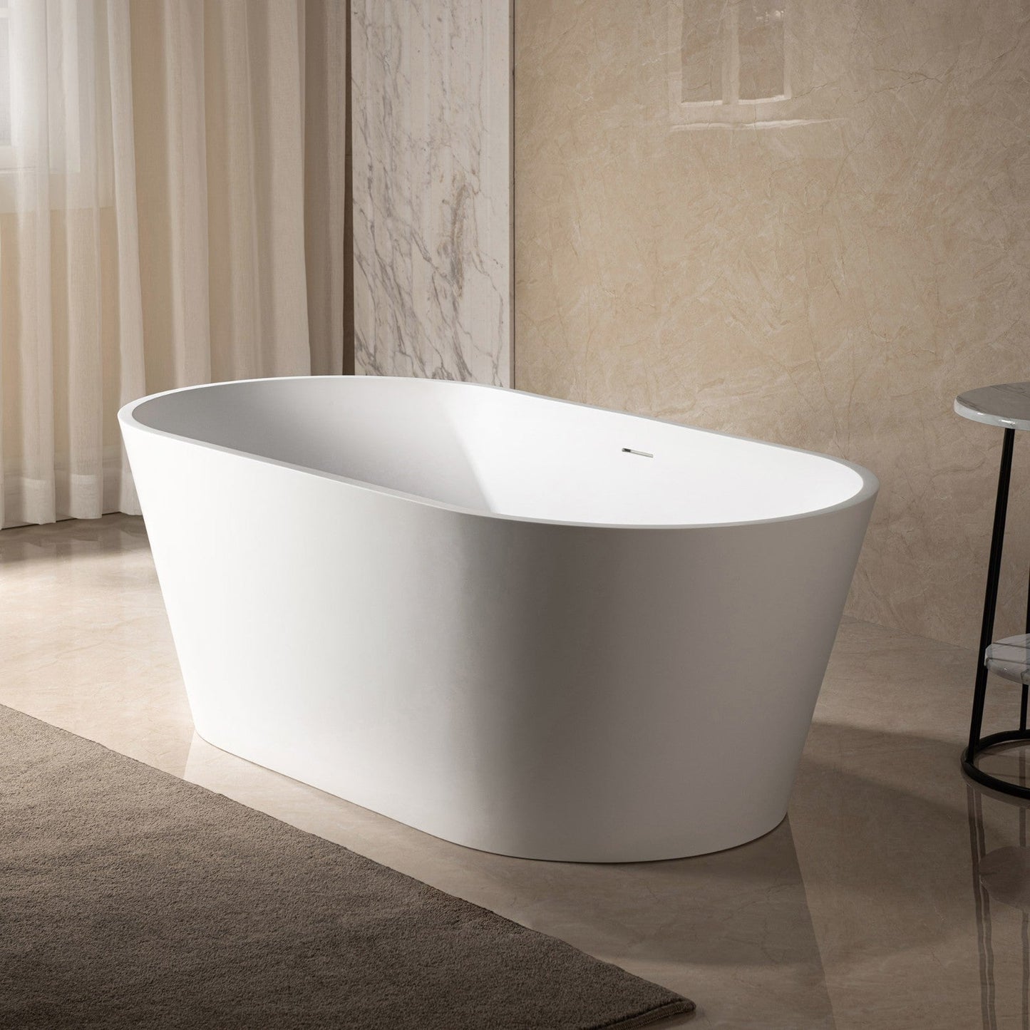 WOODBRIDGE 59 in. x 29 in. Luxury Contemporary Solid Surface Freestanding Bathtub