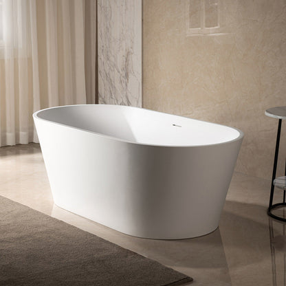 WOODBRIDGE 59 in. x 29 in. Luxury Contemporary Solid Surface Freestanding Bathtub