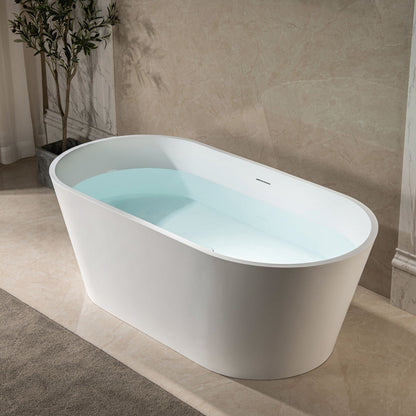 WOODBRIDGE 59 in. x 29 in. Luxury Contemporary Solid Surface Freestanding Bathtub