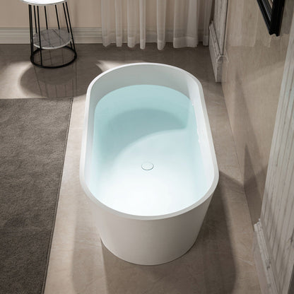 WOODBRIDGE 59 in. x 29 in. Luxury Contemporary Solid Surface Freestanding Bathtub