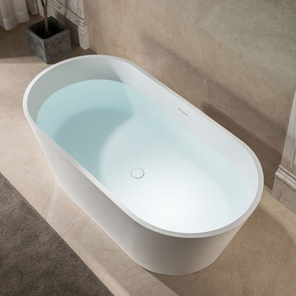WOODBRIDGE 59 in. x 29 in. Luxury Contemporary Solid Surface Freestanding Bathtub