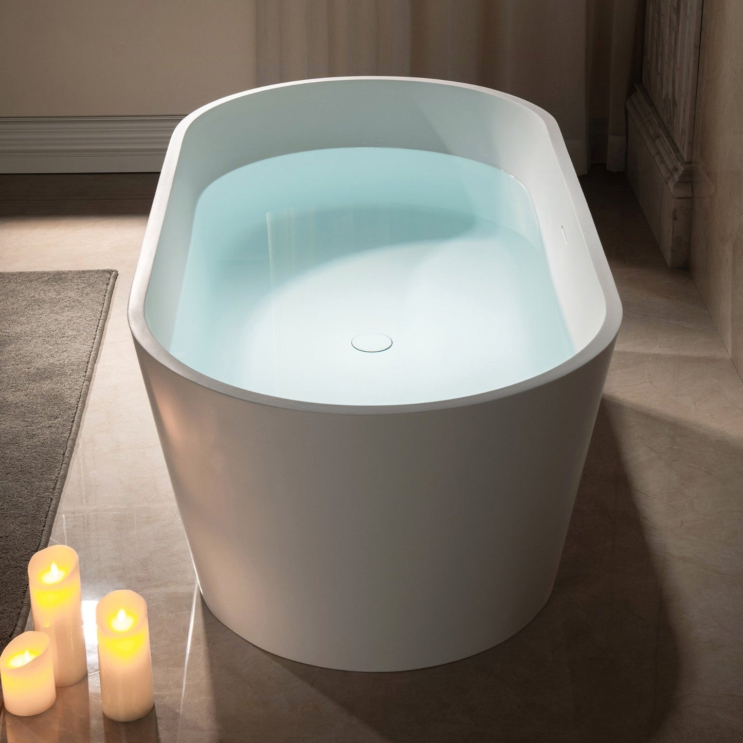 WOODBRIDGE 67 in. x 31.375 in. Luxury Contemporary Solid Surface Freestanding Bathtub