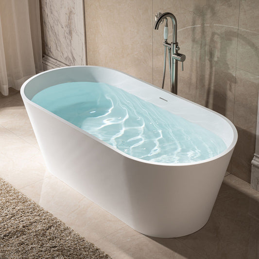 WOODBRIDGE 67 in. x 31.375 in. Luxury Contemporary Solid Surface Freestanding Bathtub