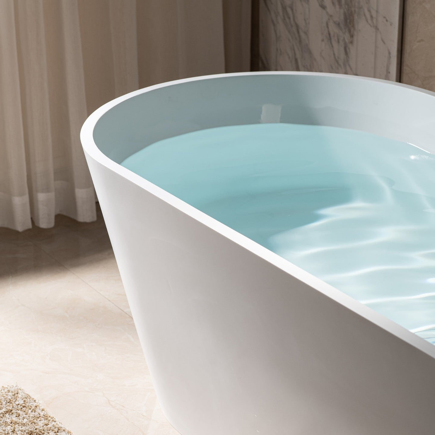 WOODBRIDGE 67 in. x 31.375 in. Luxury Contemporary Solid Surface Freestanding Bathtub
