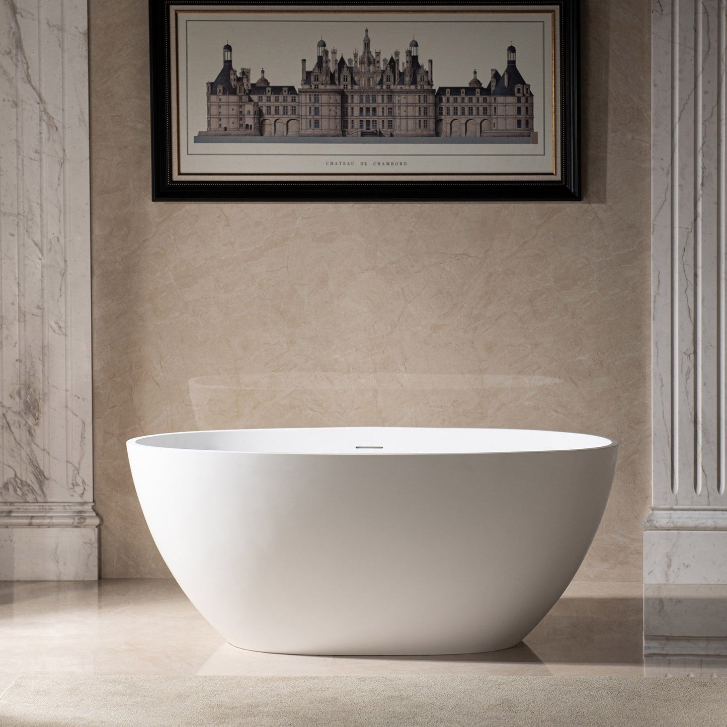 WOODBRIDGE 55 in. x 29.5 in. Luxury Contemporary Solid Surface Freestanding Bathtub