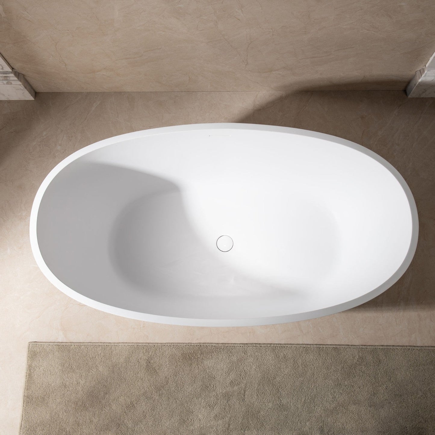 WOODBRIDGE 55 in. x 29.5 in. Luxury Contemporary Solid Surface Freestanding Bathtub