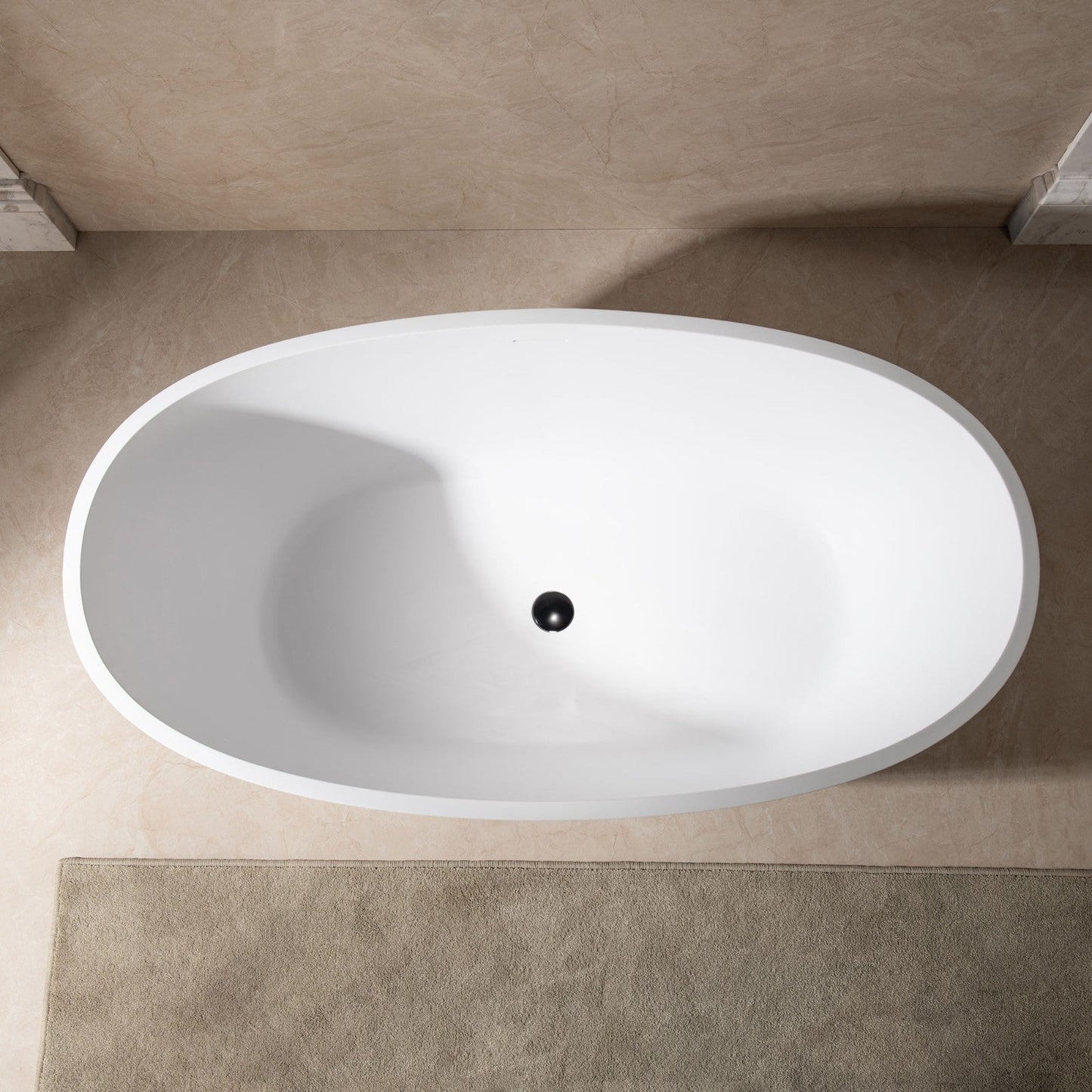 WOODBRIDGE 55 in. x 29.5 in. Luxury Contemporary Solid Surface Freestanding Bathtub