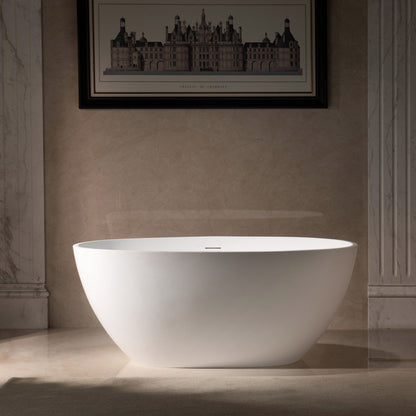 WOODBRIDGE 55 in. x 29.5 in. Luxury Contemporary Solid Surface Freestanding Bathtub