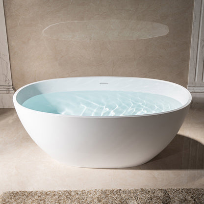WOODBRIDGE 59 in. x 30.75 in. Luxury Contemporary Solid Surface Freestanding Bathtub