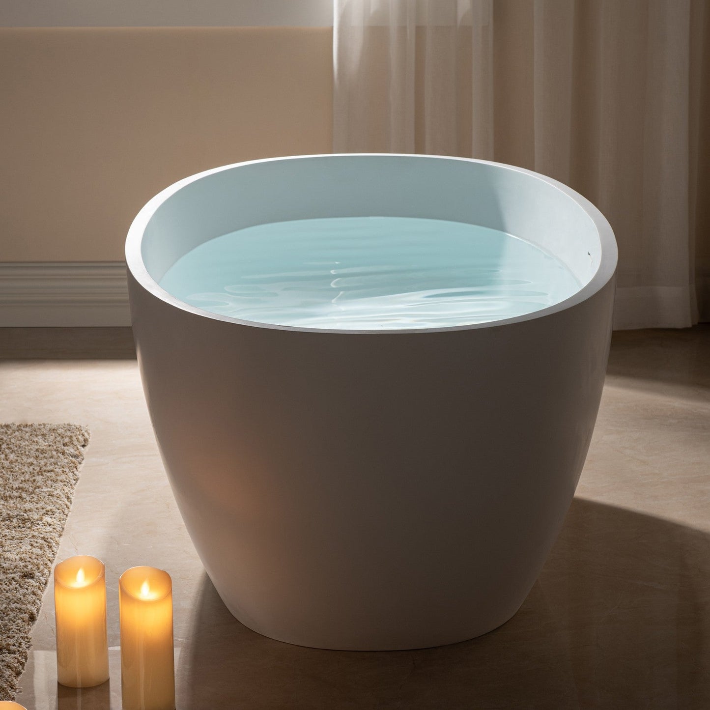 WOODBRIDGE 59 in. x 30.75 in. Luxury Contemporary Solid Surface Freestanding Bathtub