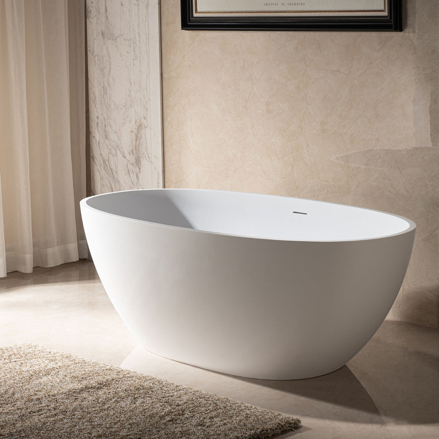 WOODBRIDGE 67 in. x 30.75 in. Luxury Contemporary Solid Surface Freestanding Bathtub
