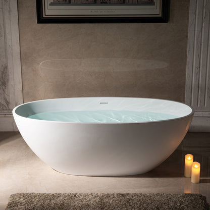 WOODBRIDGE 67 in. x 30.75 in. Luxury Contemporary Solid Surface Freestanding Bathtub