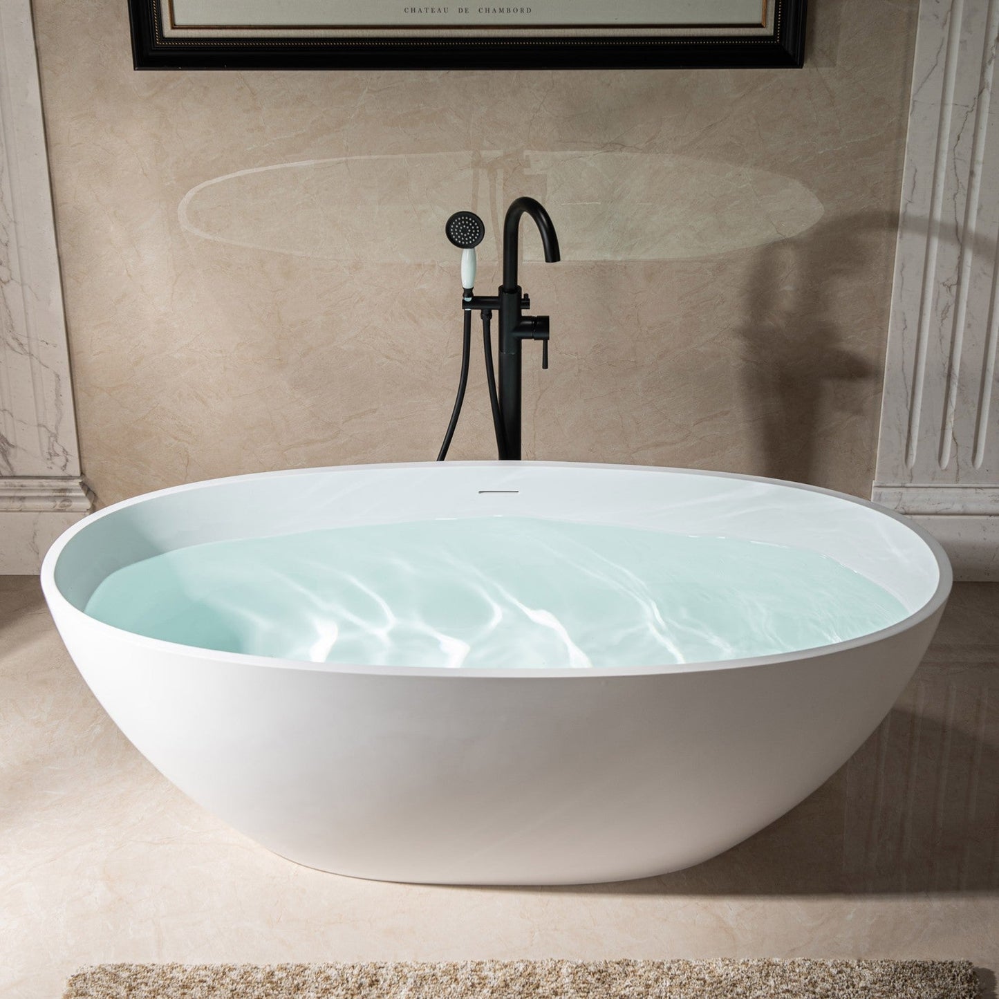 WOODBRIDGE 67 in. x 30.75 in. Luxury Contemporary Solid Surface Freestanding Bathtub