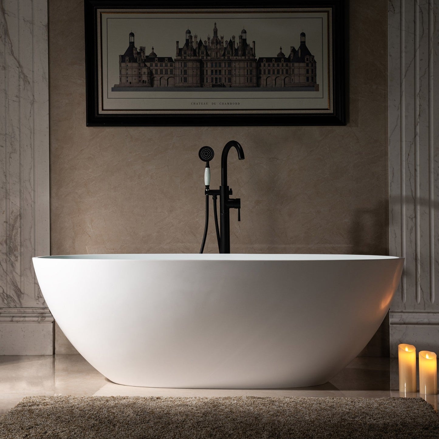 WOODBRIDGE 67 in. x 30.75 in. Luxury Contemporary Solid Surface Freestanding Bathtub