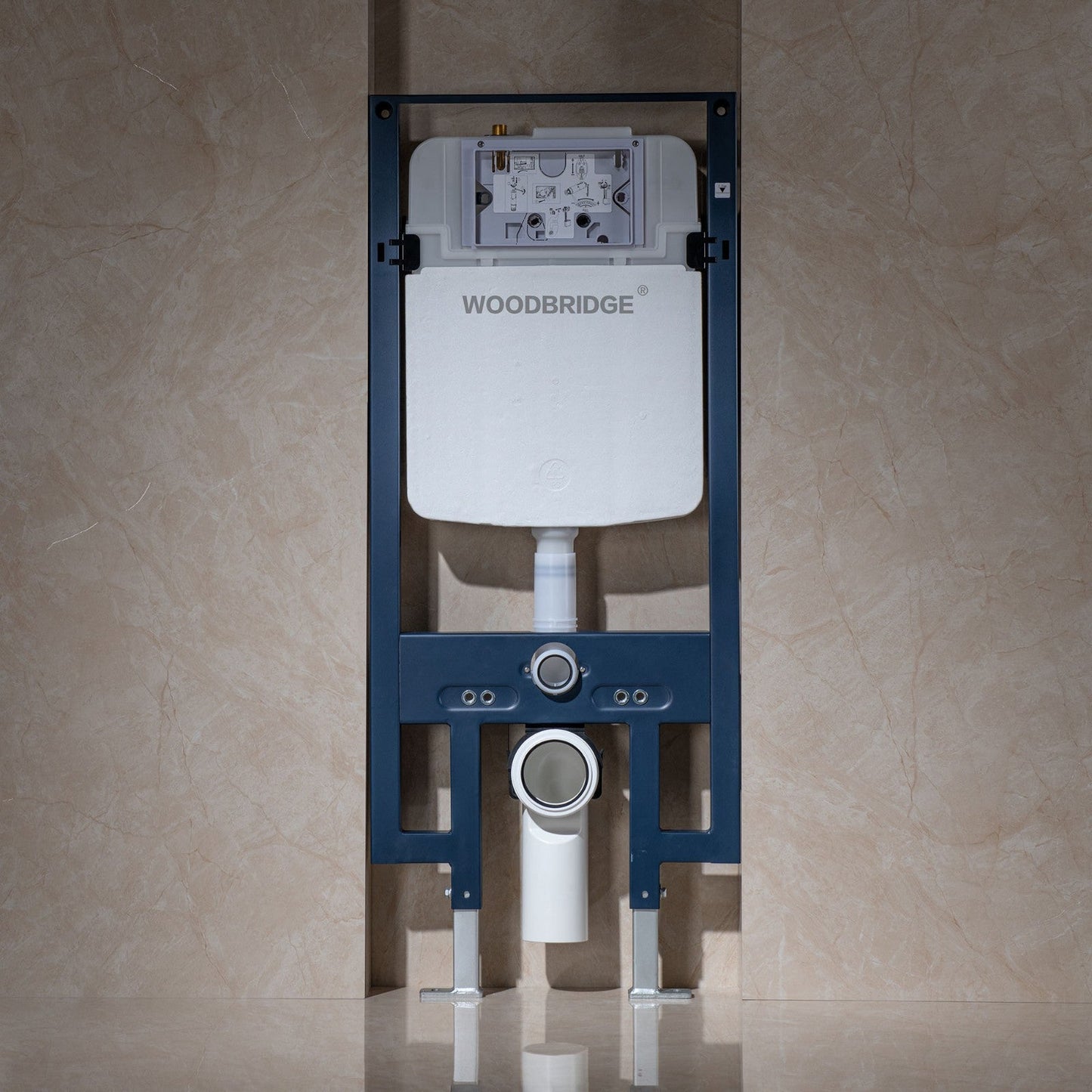 WOODBRIDGE In-Wall 0.8 GPF/1.60 GPF Dual Flus Toilet Tank Carrier System for 2 x 4 stud installation, WHTA001