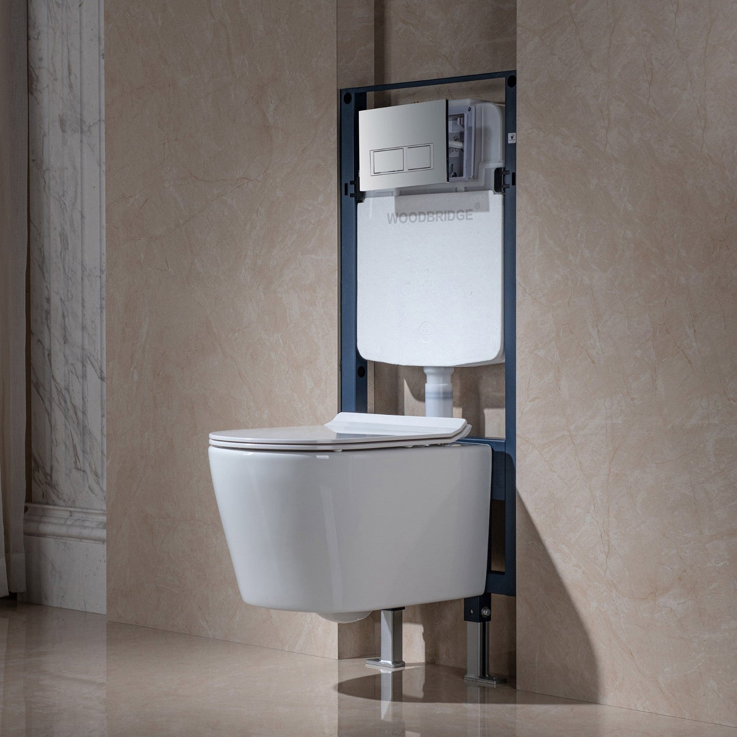 WOODBRIDGE In-Wall 0.8 GPF/1.60 GPF Dual Flus Toilet Tank Carrier System for 2 x 4 stud installation, WHTA001