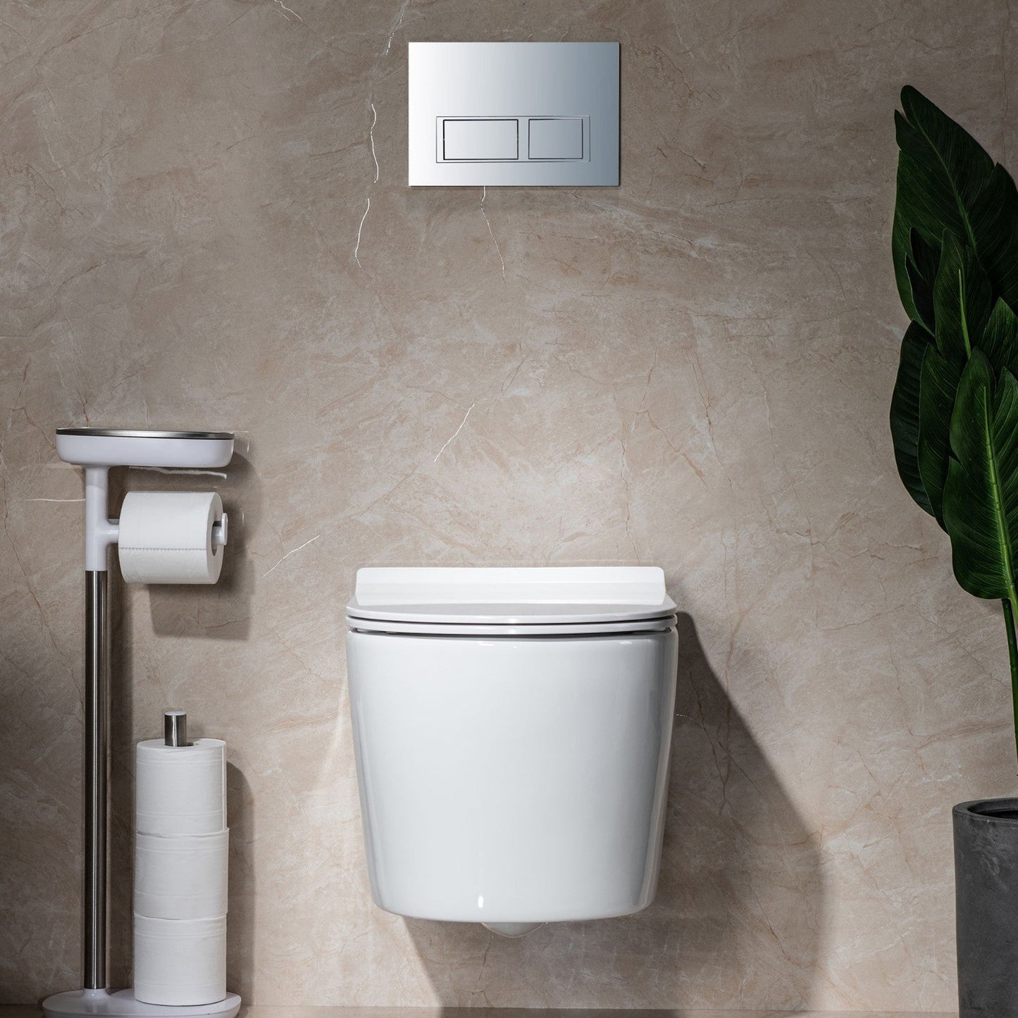 WOODBRIDGE Wall Hung 1.60 GPF/0.8 GPF Dual Flush Elongated Toilet with In-Wall Tank and Carrier System