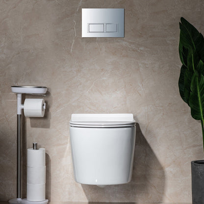 WOODBRIDGE Wall Hung 1.60 GPF/0.8 GPF Dual Flush Elongated Toilet with In-Wall Tank and Carrier System
