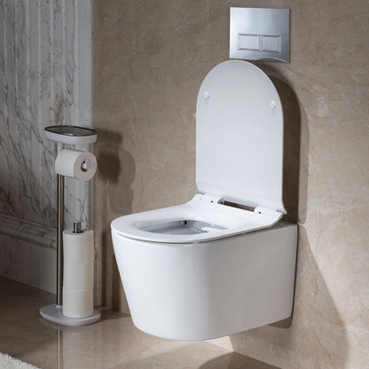 WOODBRIDGE Wall Hung 1.60 GPF/0.8 GPF Dual Flush Elongated Toilet with In-Wall Tank and Carrier System