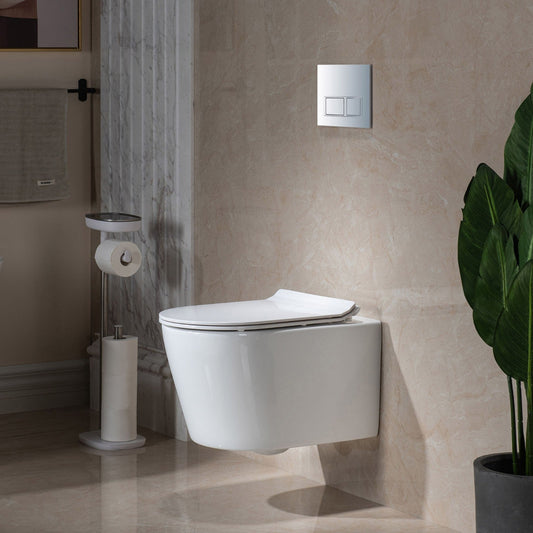 WOODBRIDGE Wall Hung 1.60 GPF/0.8 GPF Dual Flush Elongated Toilet with In-Wall Tank and Carrier System
