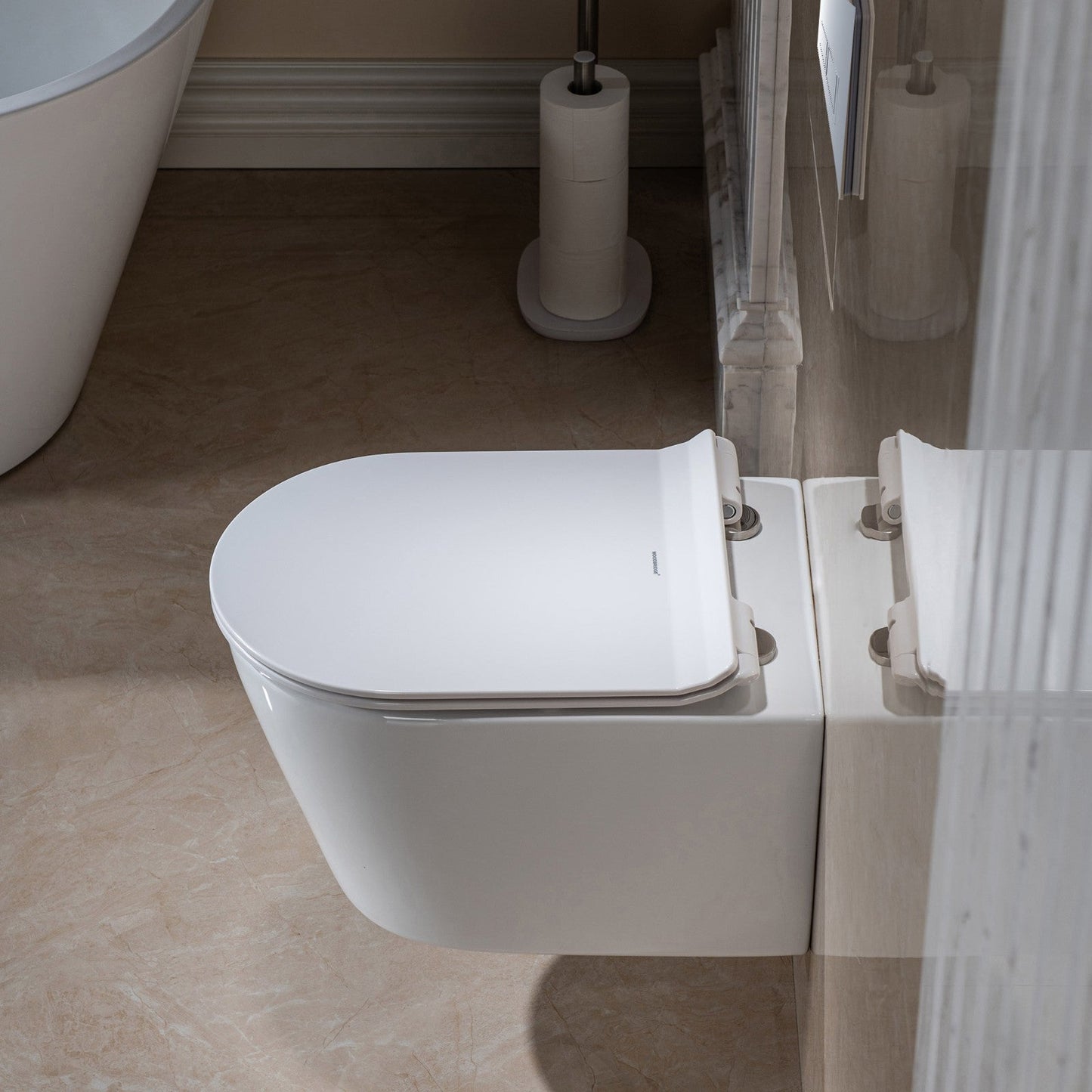 WOODBRIDGE Wall Hung 1.60 GPF/0.8 GPF Dual Flush Elongated Toilet with In-Wall Tank and Carrier System