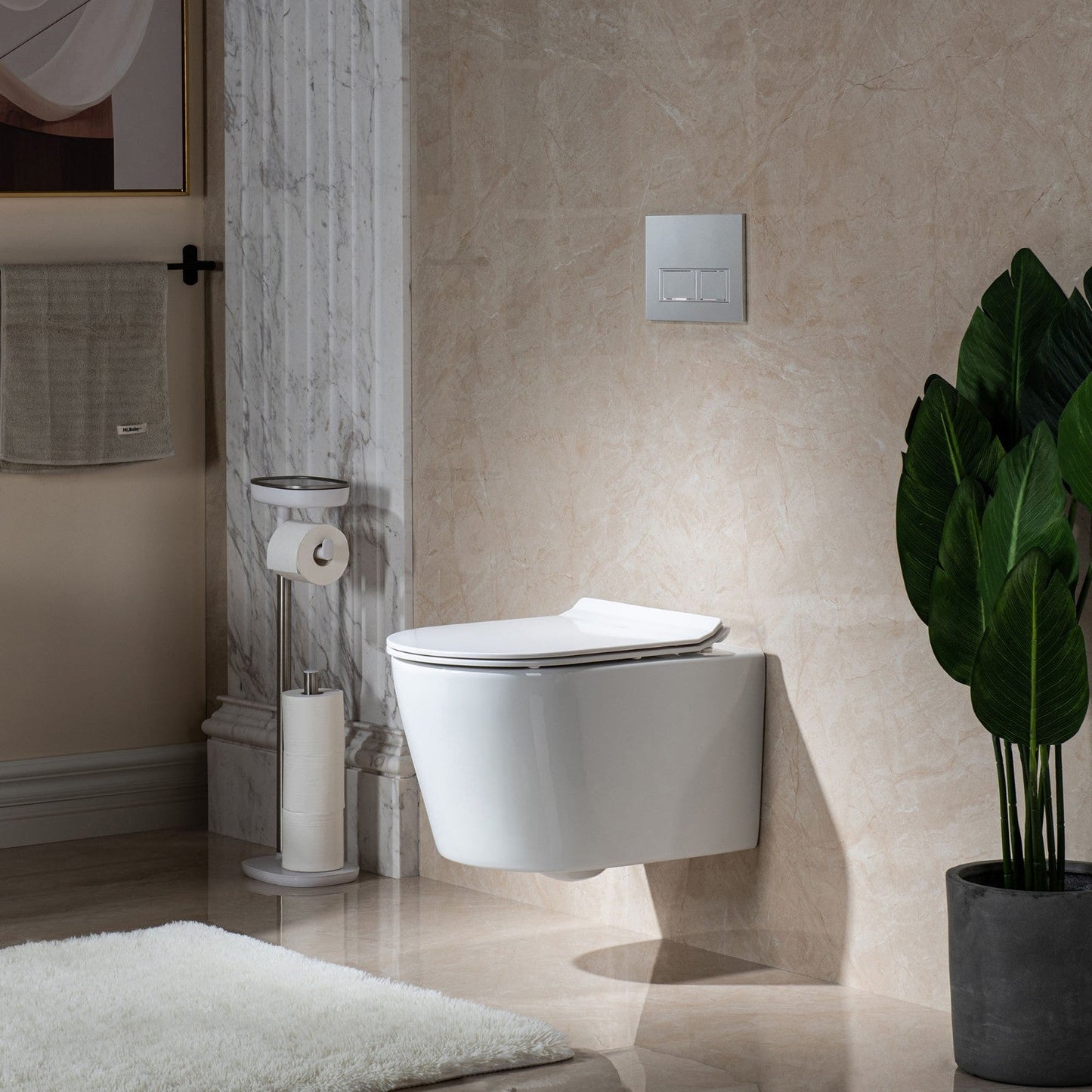 WOODBRIDGE Wall Hung 1.60 GPF/0.8 GPF Dual Flush Elongated Toilet with In-Wall Tank and Carrier System