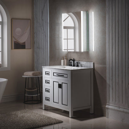 Best Seller WOODBRIDGE Contemporary 24”W X 30"H Surface Mount Frameless One Door Medicine Cabinet with Mirror Defogger and Soft Close Hinges