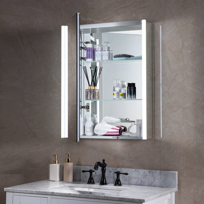 Best Seller WOODBRIDGE Contemporary 24”W X 30"H Surface Mount Frameless One Door Medicine Cabinet with Mirror Defogger and Soft Close Hinges